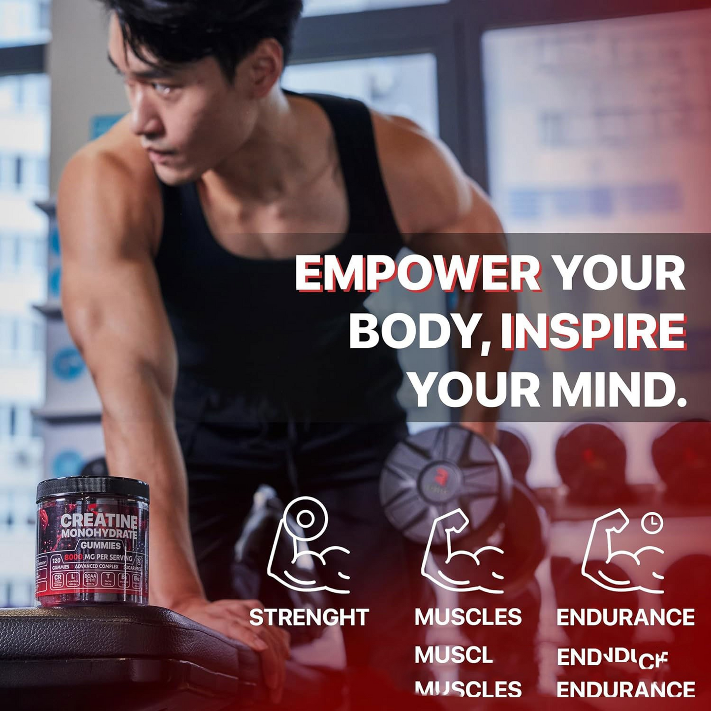 Muscle Boost Creatine Gummies – Energy, Endurance & Muscle Recovery Supplement for Athletes
