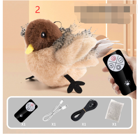 Plush Bird Pet Toy – Battery-Powered Lifelike Moving Sparrow, Duck & Swallow Toy for Cats & Dogs