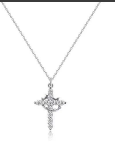 Crown Cross Y-Chain Necklace – Dainty Clavicle Necklace for Women, Faith & Elegance Jewelry
