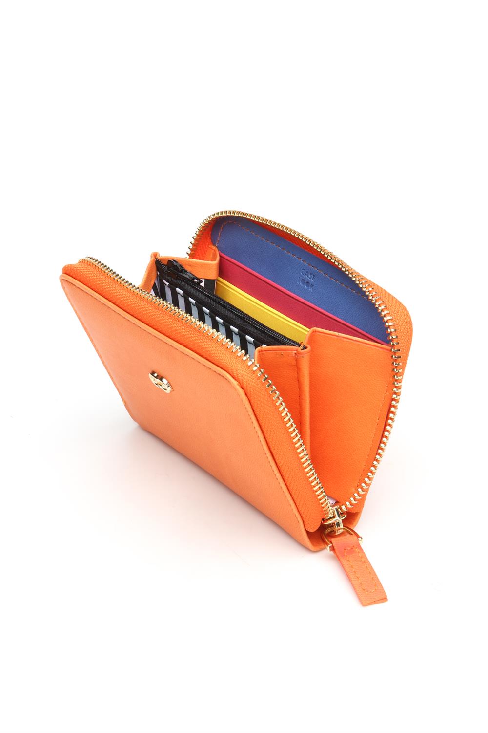 Women's Orange PU Leather Wallet – Slim Card Holder Purse | Juno Sky