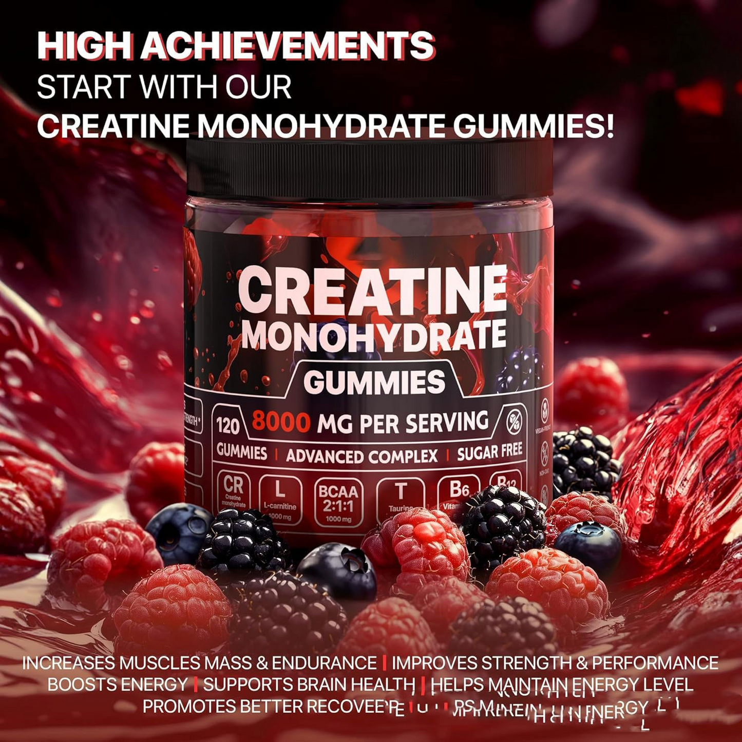 Muscle Boost Creatine Gummies – Energy, Endurance & Muscle Recovery Supplement for Athletes
