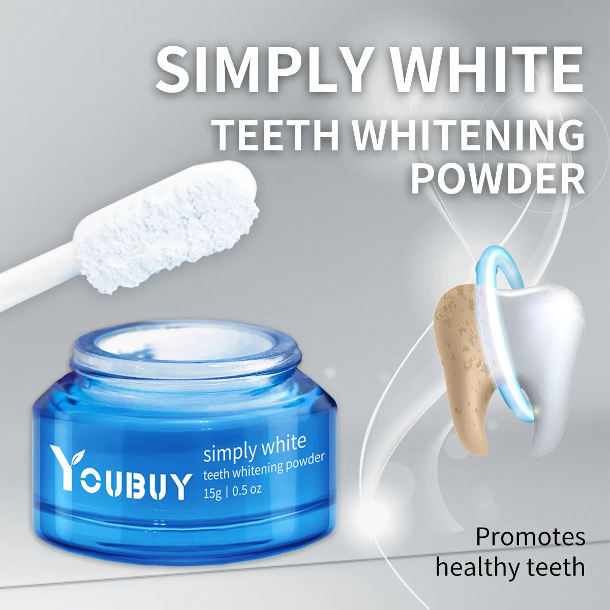 YOUBUY Teeth Whitening Powder – Enamel-Safe Stain Remover for Coffee, Tea & Wine Stains