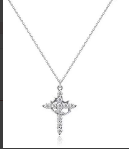 Crown Cross Y-Chain Necklace – Dainty Clavicle Necklace for Women, Faith & Elegance Jewelry