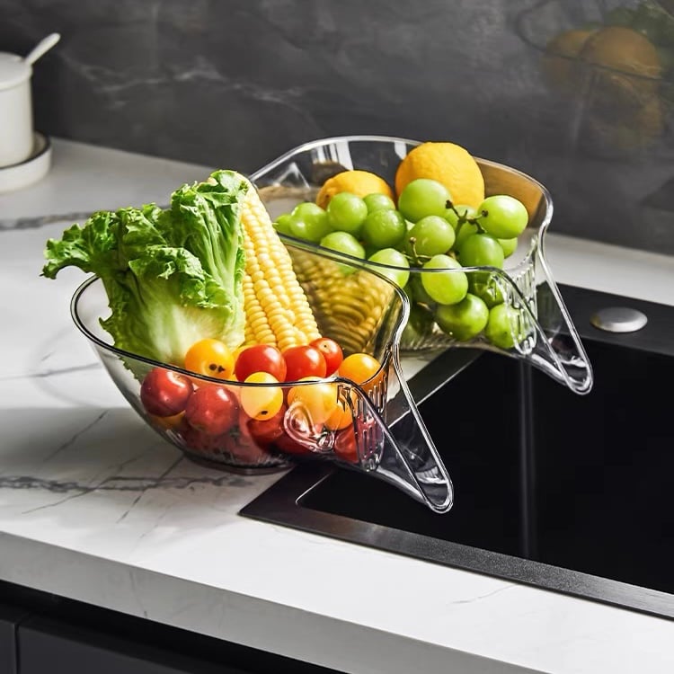 Heat Guard Kitchen Drain Basket – Multipurpose Colander, Salad Bowl & Vegetable Rinse Basket
