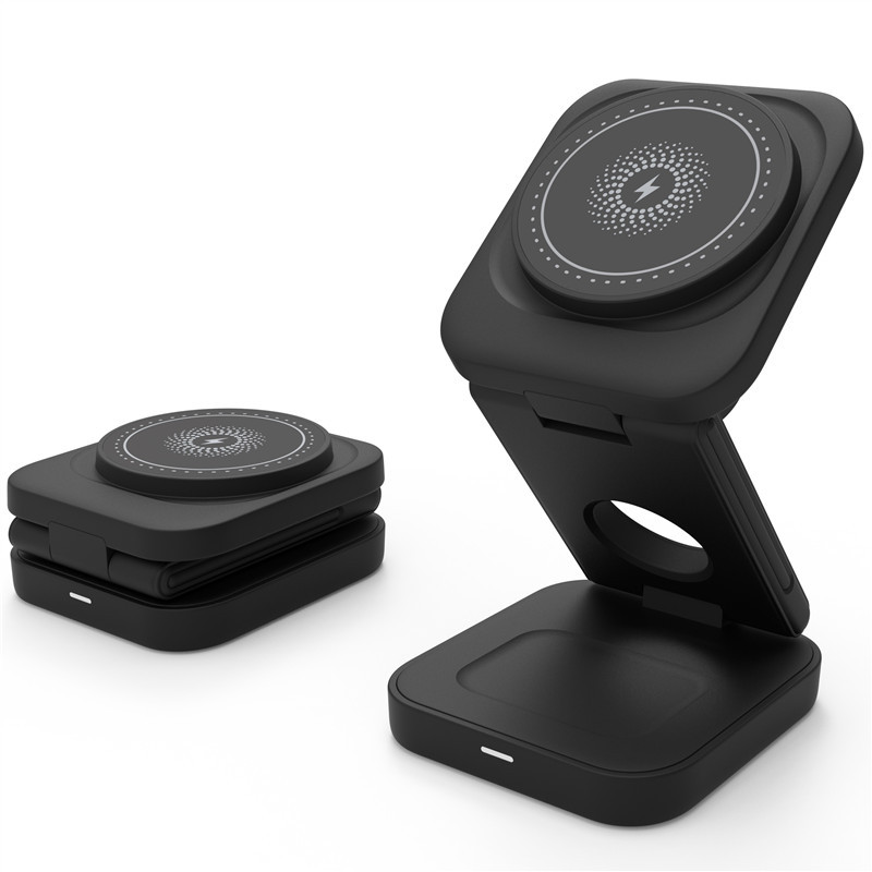 3-in-1 Foldable Wireless Charging Station – 30W MagSafe Compatible for iPhone, Apple Watch & AirPods