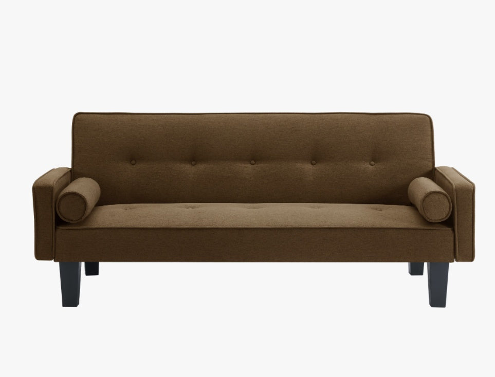 Mid-Century Fabric Love Seat Sofa – Button Tufted, With Pillows, Living Room Couch