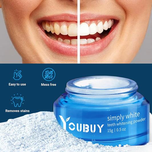 YOUBUY Teeth Whitening Powder – Enamel-Safe Stain Remover for Coffee, Tea & Wine Stains