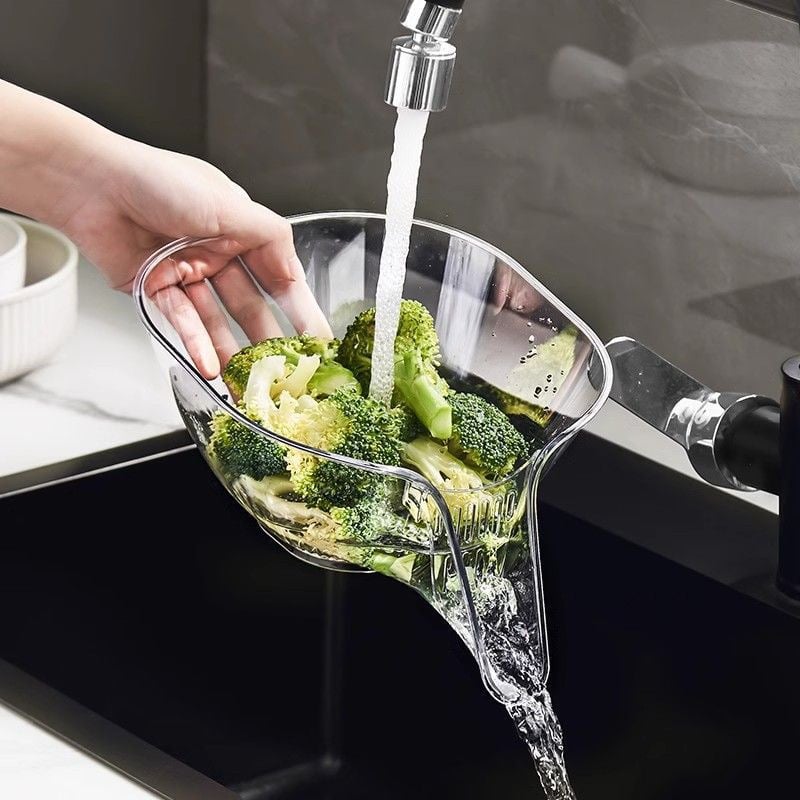 Heat Guard Kitchen Drain Basket – Multipurpose Colander, Salad Bowl & Vegetable Rinse Basket