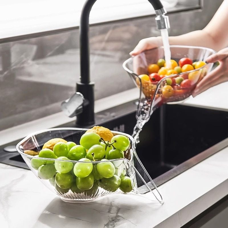Heat Guard Kitchen Drain Basket – Multipurpose Colander, Salad Bowl & Vegetable Rinse Basket