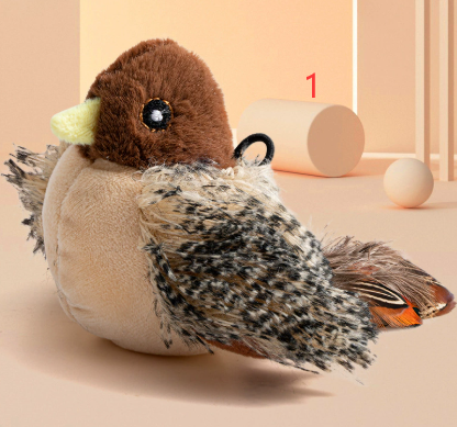 Plush Bird Pet Toy – Battery-Powered Lifelike Moving Sparrow, Duck & Swallow Toy for Cats & Dogs