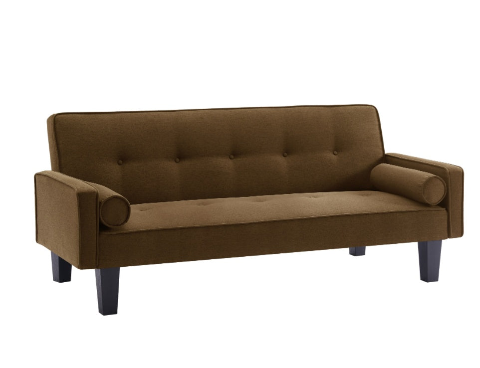 Mid-Century Fabric Love Seat Sofa – Button Tufted, With Pillows, Living Room Couch