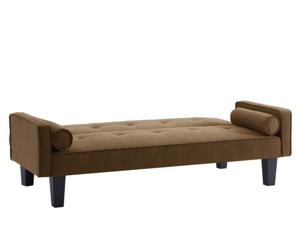 Mid-Century Fabric Love Seat Sofa – Button Tufted, With Pillows, Living Room Couch