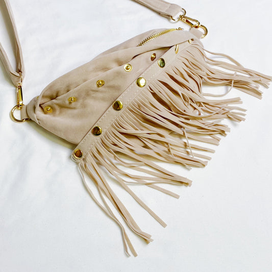 Convertible Fringe Sling Bag – Detachable Fringe Crossbody Purse with Adjustable Strap