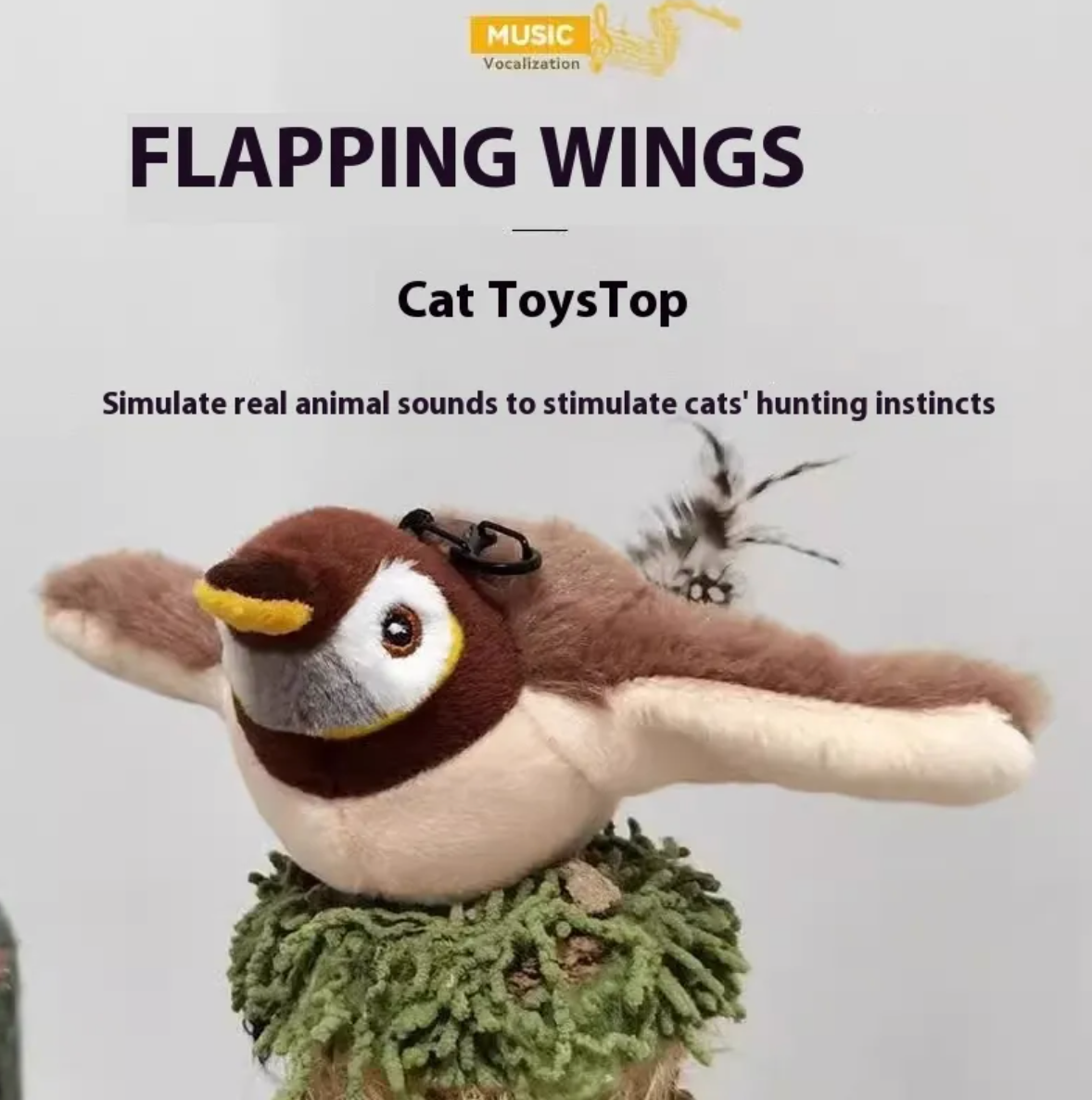 Plush Bird Pet Toy – Battery-Powered Lifelike Moving Sparrow, Duck & Swallow Toy for Cats & Dogs