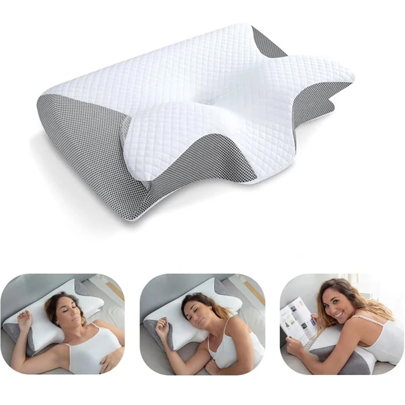 Memory Foam Cervical Neck Pillow – Orthopedic Contour Pillow for Neck Pain Relief & Better Sleep