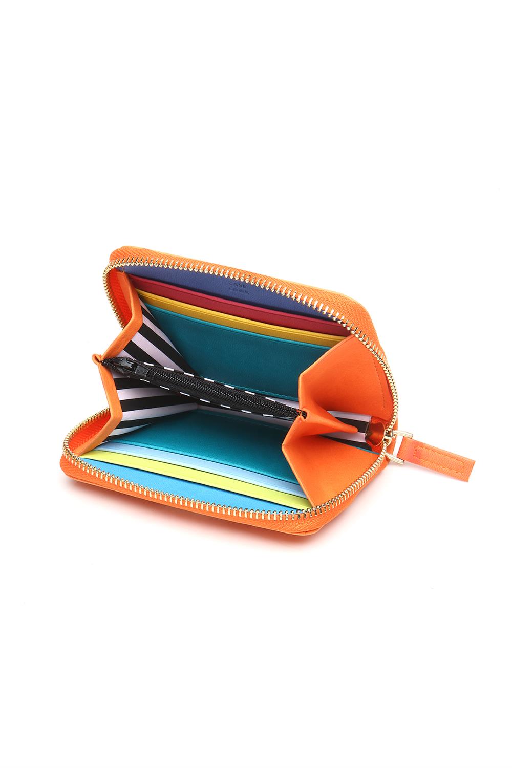 Women's Orange PU Leather Wallet – Slim Card Holder Purse | Juno Sky