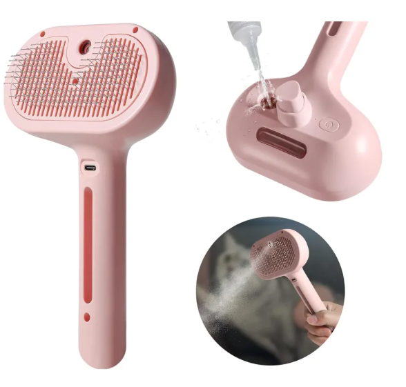 Pet Hair Spray Brush – Built-In Water Tank Grooming Brush for Cats & Dogs, All Coat Types