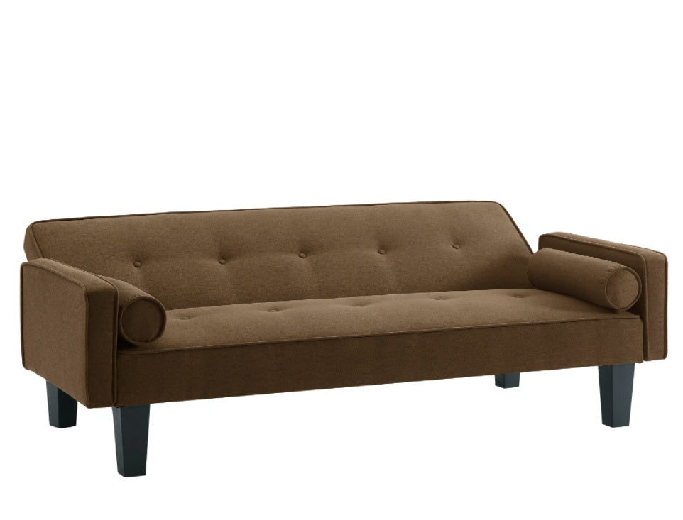 Mid-Century Fabric Love Seat Sofa – Button Tufted, With Pillows, Living Room Couch