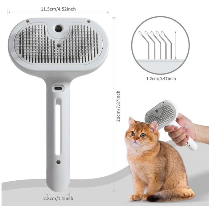 Pet Hair Spray Brush – Built-In Water Tank Grooming Brush for Cats & Dogs, All Coat Types