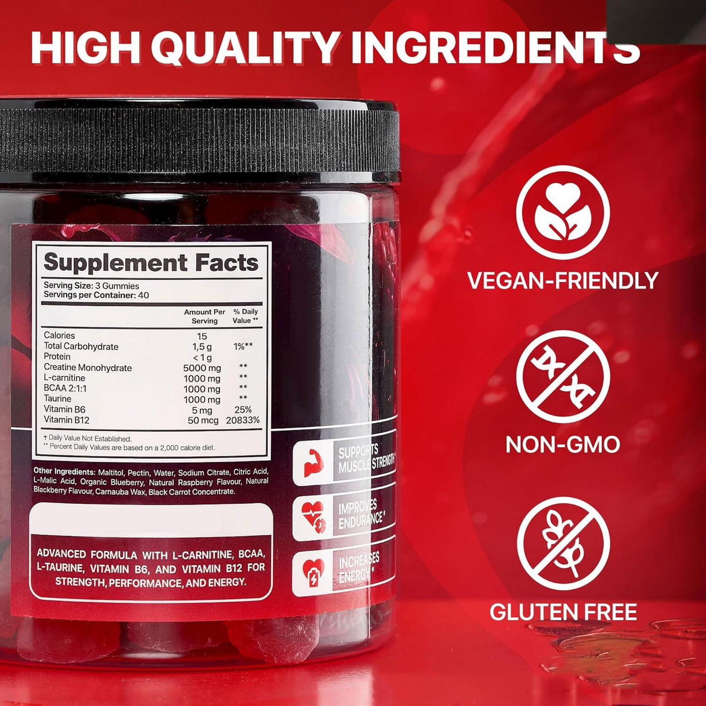Muscle Boost Creatine Gummies – Energy, Endurance & Muscle Recovery Supplement for Athletes
