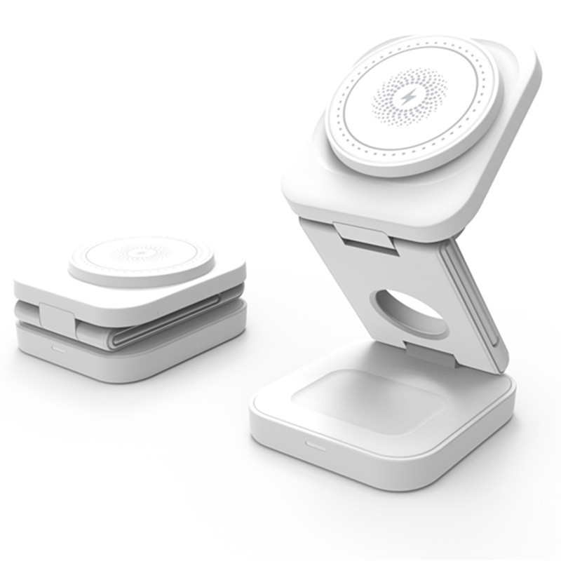 3-in-1 Foldable Wireless Charging Station – 30W MagSafe Compatible for iPhone, Apple Watch & AirPods