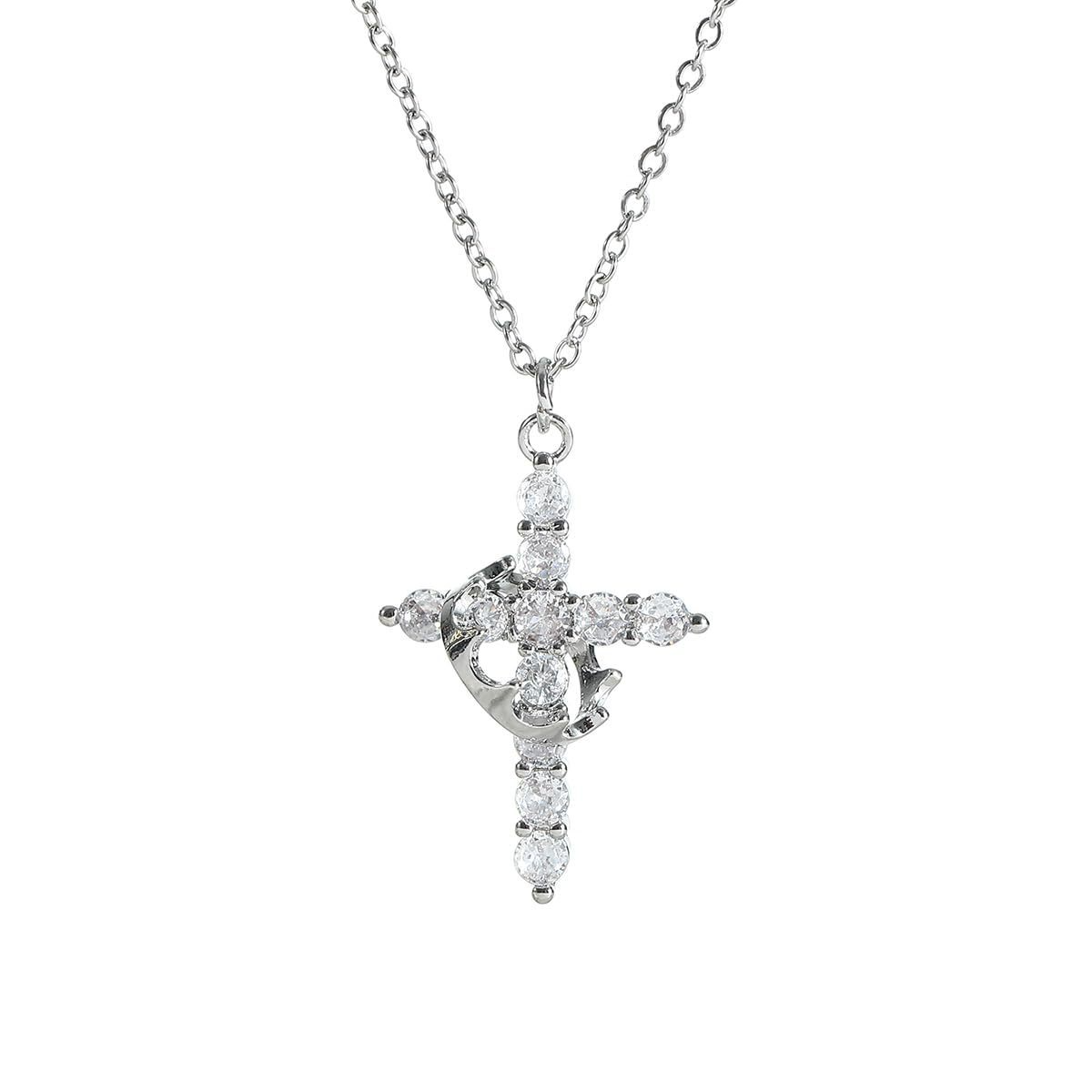 Crown Cross Y-Chain Necklace – Dainty Clavicle Necklace for Women, Faith & Elegance Jewelry